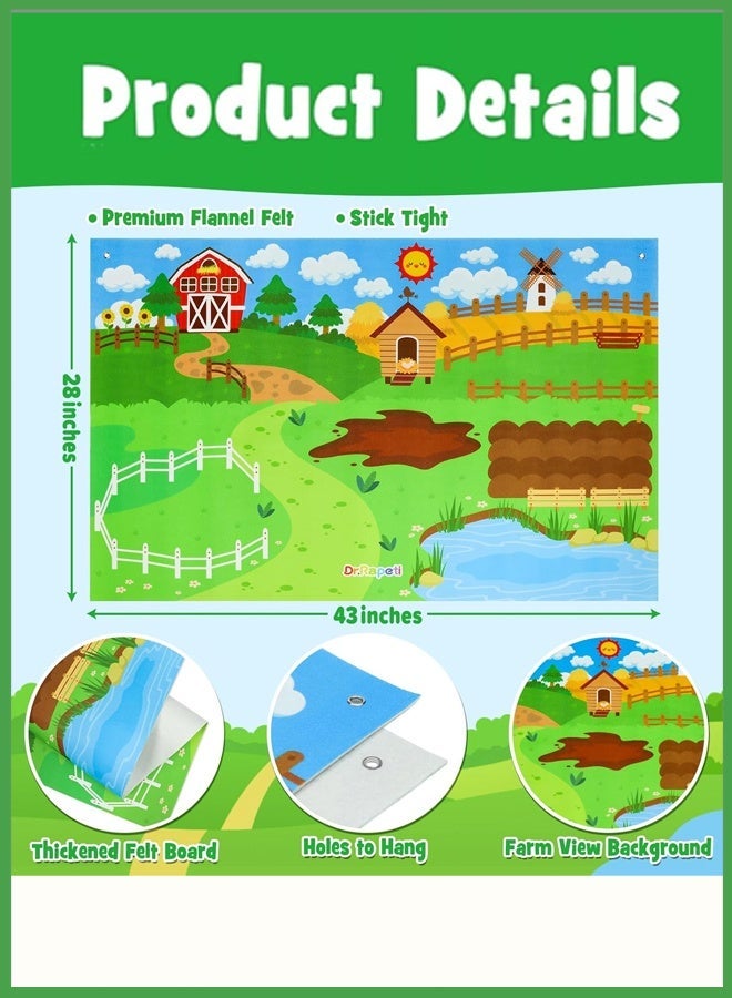 Fyliz 41PCS Farm Animals Felt Story Board Set - Preschool Barnyard Theme Interactive Storytelling Kit, Wall Hanging Busy Board for Toddlers Kids 4+, Early Learning Educational Play Toys - Image 3